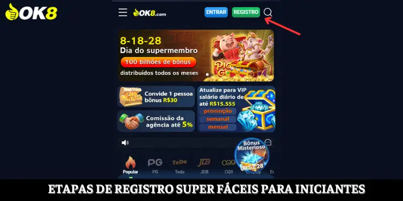 As etapas de registro são extremamente fáceis para novos usuários