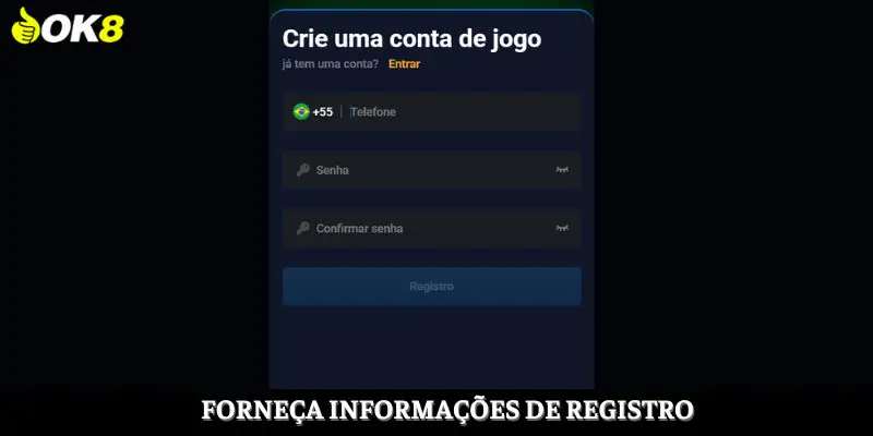 Forneça informações de registro
