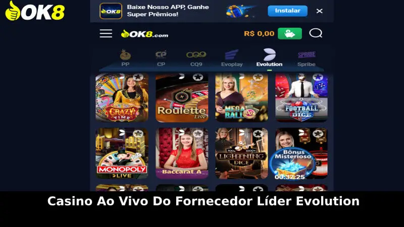 Casino ao vivo do fornecedor líder Evolution