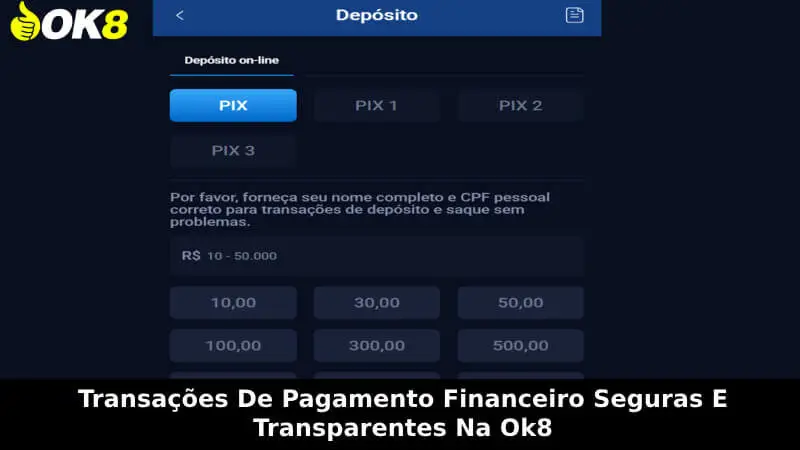 Transações de pagamento financeiro seguras e transparentes na OK8
